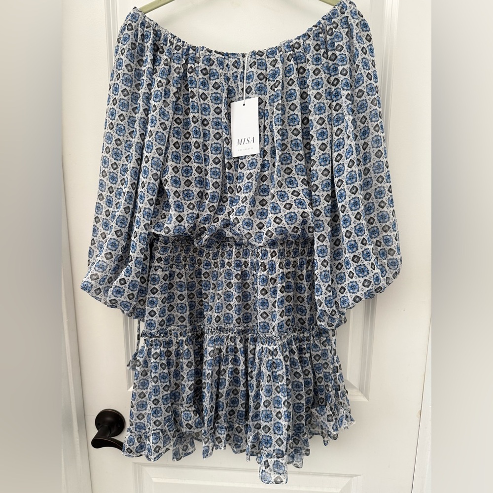Misa Los Angeles Blue Floral dress zonia size M NWT